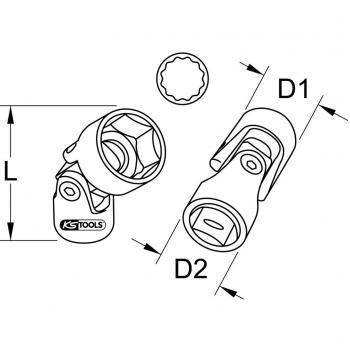 KSTOOLS 3/8 13mm Bussola con snodo