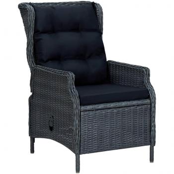 Chaise de patio inclinable avec coussins gris foncé