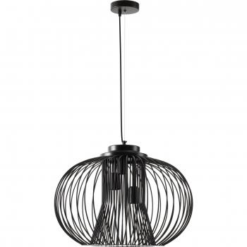 HOMCOM Industrielle Kugelpendelleuchte E27 einstellbare Länge Metall Schwarz Ø50 cm