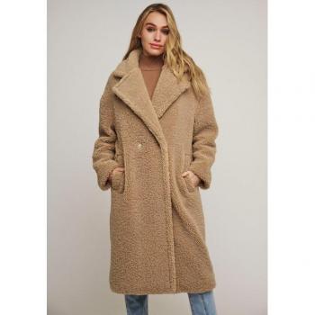 Oversized Wintermantel RINO & PELLE – Damen, 100 % Polyester, flauschig knielang