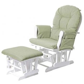 Rocking Chair “Émeraude” – Tissu Blanc & Vert