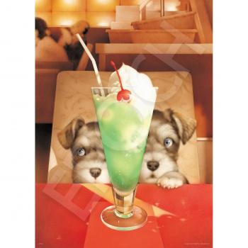 500-Piece Jigsaw Puzzle: Cream Soda & Puppy Illustration by EPOCH