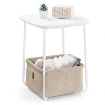Mesa Auxiliar con Cajón y Cesta de Tela