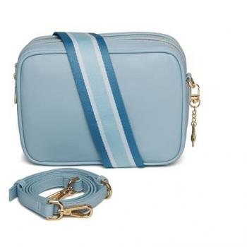 Dual‑Compartment Pastel Soho Camera Crossbody, Baby Pink