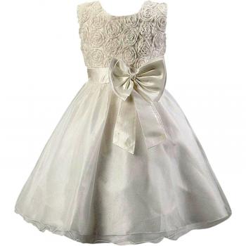 Vestido de fiesta para Niña Katara, con flores y arco, color Blanco, talla 110/116