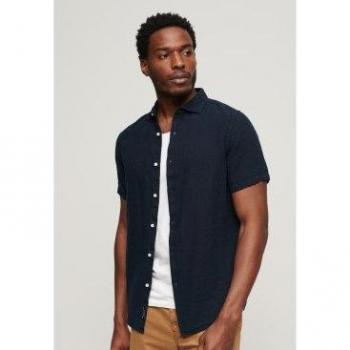 Chemise décontractée Superdry Studios en lin bleu marine taille XL