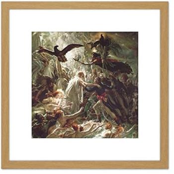 Girodet‑Trioson French Heroes: Ossian Ghosts – 8×8 Framed Art in Light Oak