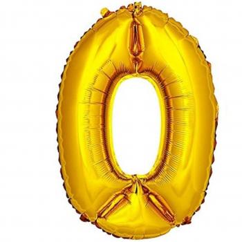 Globo de Cumpleaños Dorado 35cm Número 0