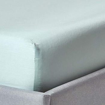 Drap-housse Premium 140x190 cm en Coton Égyptien Bio 400 Fils Bleu Givré