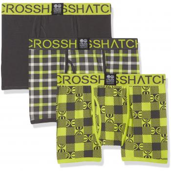 Crosshatch Men's Checked Underwear in Yellow (Forged Iron)