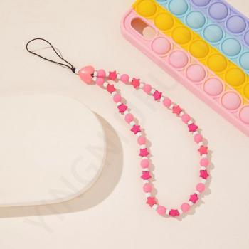 Cadena de cristal y corazoncitos para smartphone