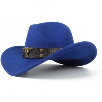 Children's Wool Western Hat, Black, Roll-up Brim, Size 52-54