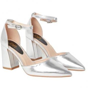 Womens Silver Pointed High Heel Court Shoes
