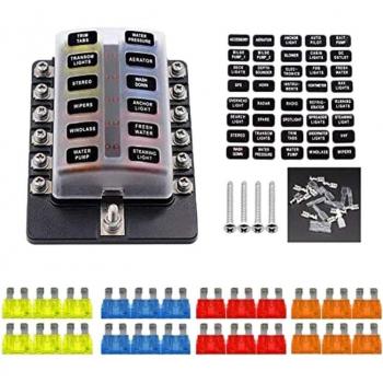 LED Warning Light Fuse Box 12 Way Blade Type for Car Boat RV