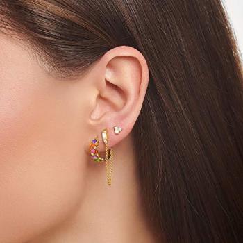 Thomas Sabo Multicoloured Stone Gold-Plated Single Hoop Earring