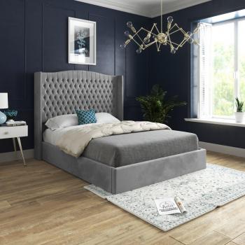 Soft Velvet Curved Top Bed Frame
