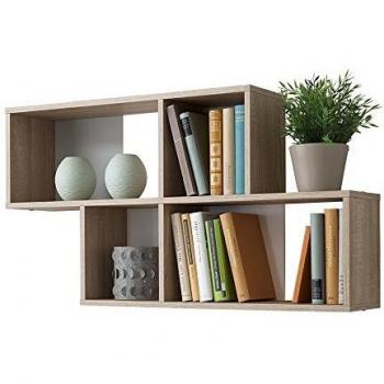 Étagère Murale FMD Nora – 100 x 19,5 x 53 cm – Bois Chêne / Blanc