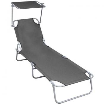 Lit de Jardin Pliable avec Protection Solaire