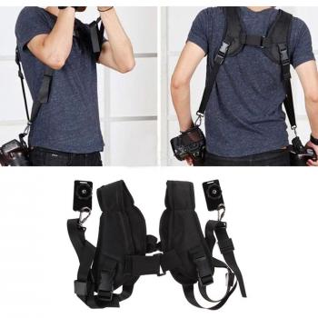Black Double Camera Quick-Adjust Strap