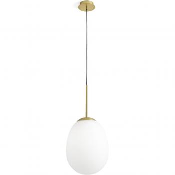 Lámpara colgante de diseño Miloox Drop, oro y vidrio esmerilado