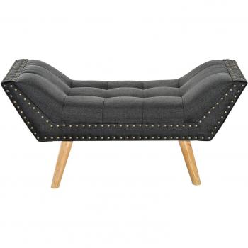 HOMCOM Dark Grey Linen Chaise Longue with Oak Wood Frame