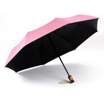Sombrilla de lujo automática para mujer, resistente al viento y con protección UV, mango de bambú 8K