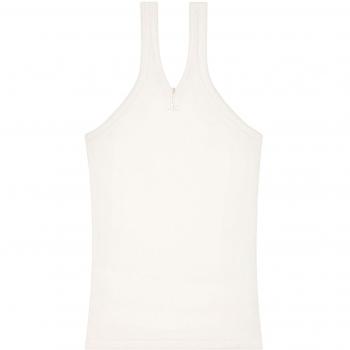 Courrèges 90s Style Criss‑Cross Rib Tank – Size S – White