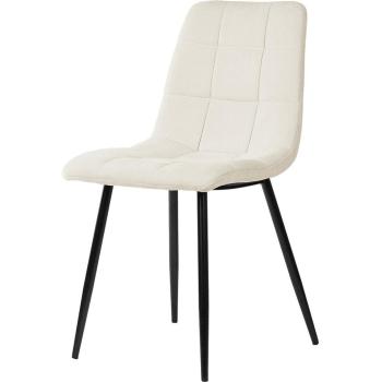 Silla de comedor beige con diseño moderno y patas negras