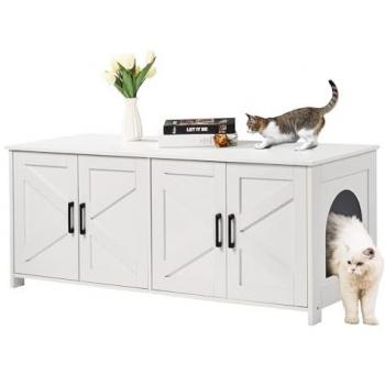 Bac à Litière Caché Double Chambre – Meuble Vevor, Blanc