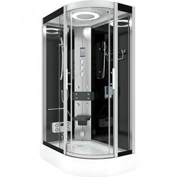Duschkabine AcquaVapore D60-73T1R-ALL – Komplettdusche mit Sicherheitsglas, Spiegel und Licht, 80x120 cm, Schwarz