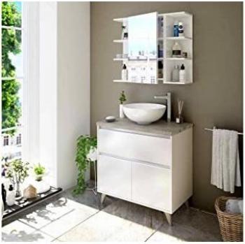 Mueble Aseo ONA 80 – 1 Cajón, 2 Puertas, Blanco y Roble