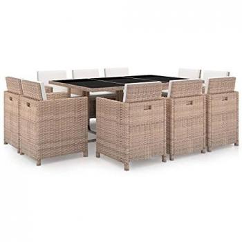 VidaXL 11-tlg. Sitzgarnitur Poly Rattan Beige