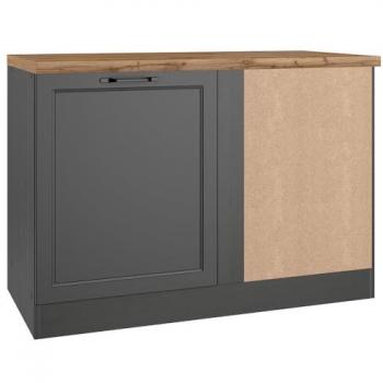 Eckunterschrank 120 cm grau mit Eichenarbeitsplatte MONTERREY-03