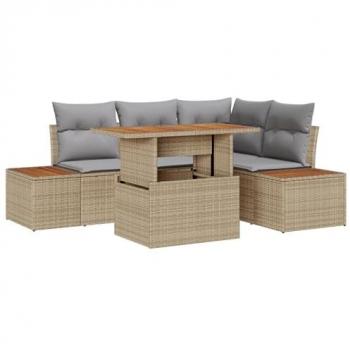 VidaXL Garten‑Essgruppe 5‑teilig, Kissen beige und grau