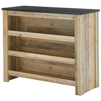 LOMADOX Kitchen Table SHELTON‑61: 130 cm breiter Theke – Old Style, hell + Anthrazit