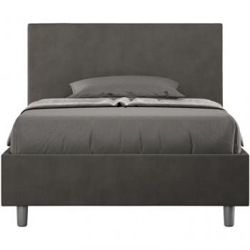 Letto matrimoniale grigio 110x210 con rivestimento microfibra