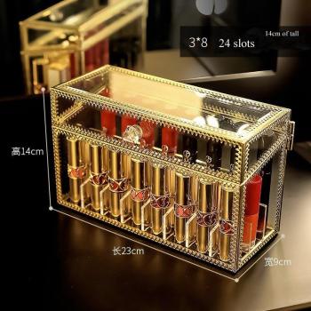 Hochwertiger Acryl Lippenstift Aufbewahrungsständer mit 24 Fächern in Gold