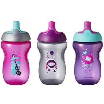 Tommee Tippee Tasses Sporty Anti-Fuite, 12 mois+, 3 pièces (Rose)