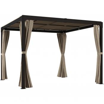 Pergola d'extérieur 2,95 m × 2,95 m × 2,20 m double toit coulissant