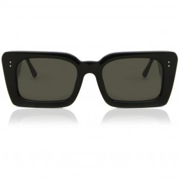 Linda Farrow, Sunglasses, female, Black, Size: 54 MM Chic Rectangular Sunglasses with Zeiss Solid Grey Lenses