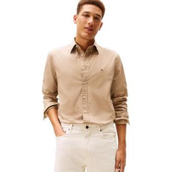 Businesshemde von Tommy Hilfiger: Flex‑Poppin Solid Regular Fit, Herren, Größe M, Coastal Taupe