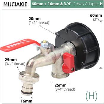 S60 IBC Water Valve Adapter 1/2'' 3/4''