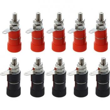 Set de 10 Conectores Banana 4 mm + Tuerca Ni­quelada