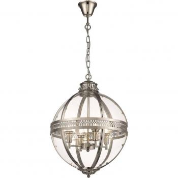 Nickel 4-Light Round Pendant Light with Glass E14