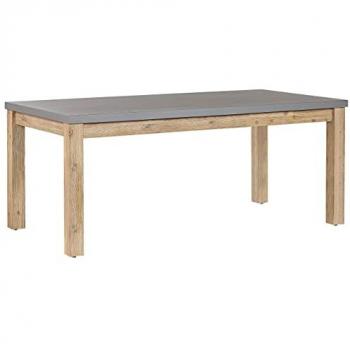 Mesa de jardín exterior 180 x 90 cm cemento gris para 8 personas