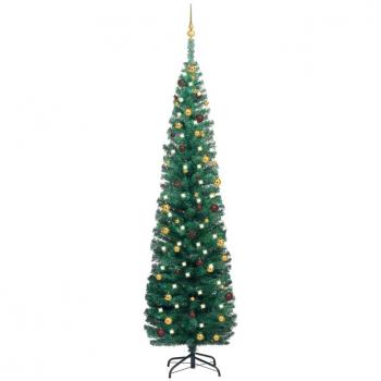 VidaXL Slim Green Christmas Tree with Lights and Ball Set 240 cm