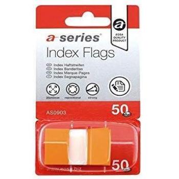 Segnalibro Q-Connect in cartoncino colorato arancio, misura 25x43 mm, da 50 pezzi