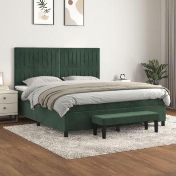 VidaXL Boxspringbett Samt Dunkelgrün 180x200 cm mit Matratze