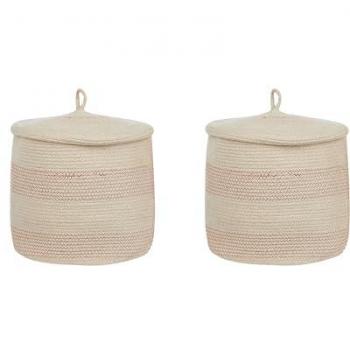 Set de deux paniers en coton beige pâle, 33 cm – Silopi