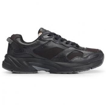 Boss Mens Levitt Runners, Black Leathers, Size 7